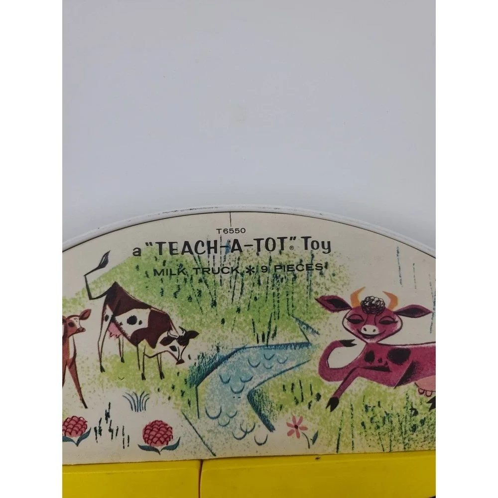 Vtg Milk/Dairy‎ Farm Truck Magnetic Plastic Puzzle, Teach A Tot, Playskool